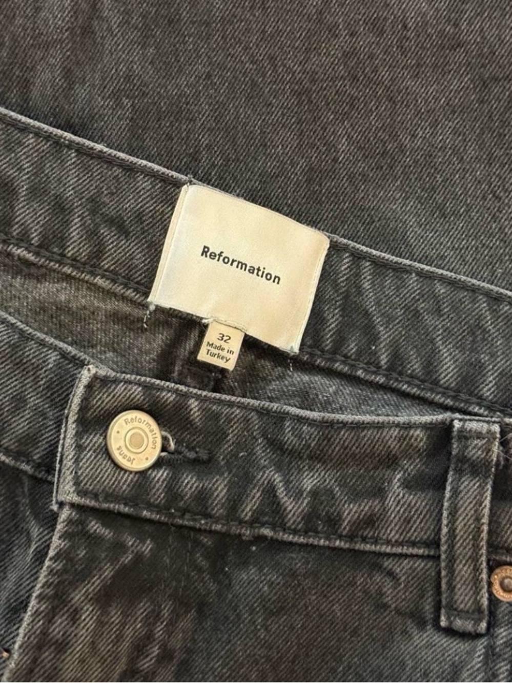 Reformation Grey-Black Washed Denim Jeans